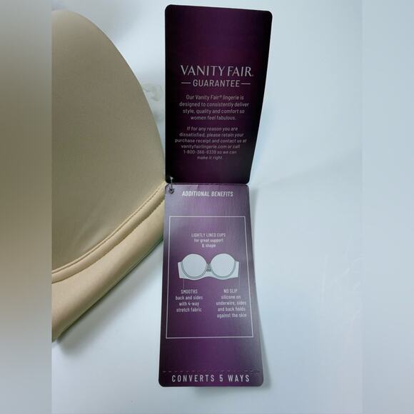 NWT Vanity Fair Beauty Back Underwire Smoothing Strapless Bra Beige Size 42D - Picture 5 of 8